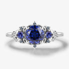 Vintage Leaf Stackable Round Sapphire Engagement Ring