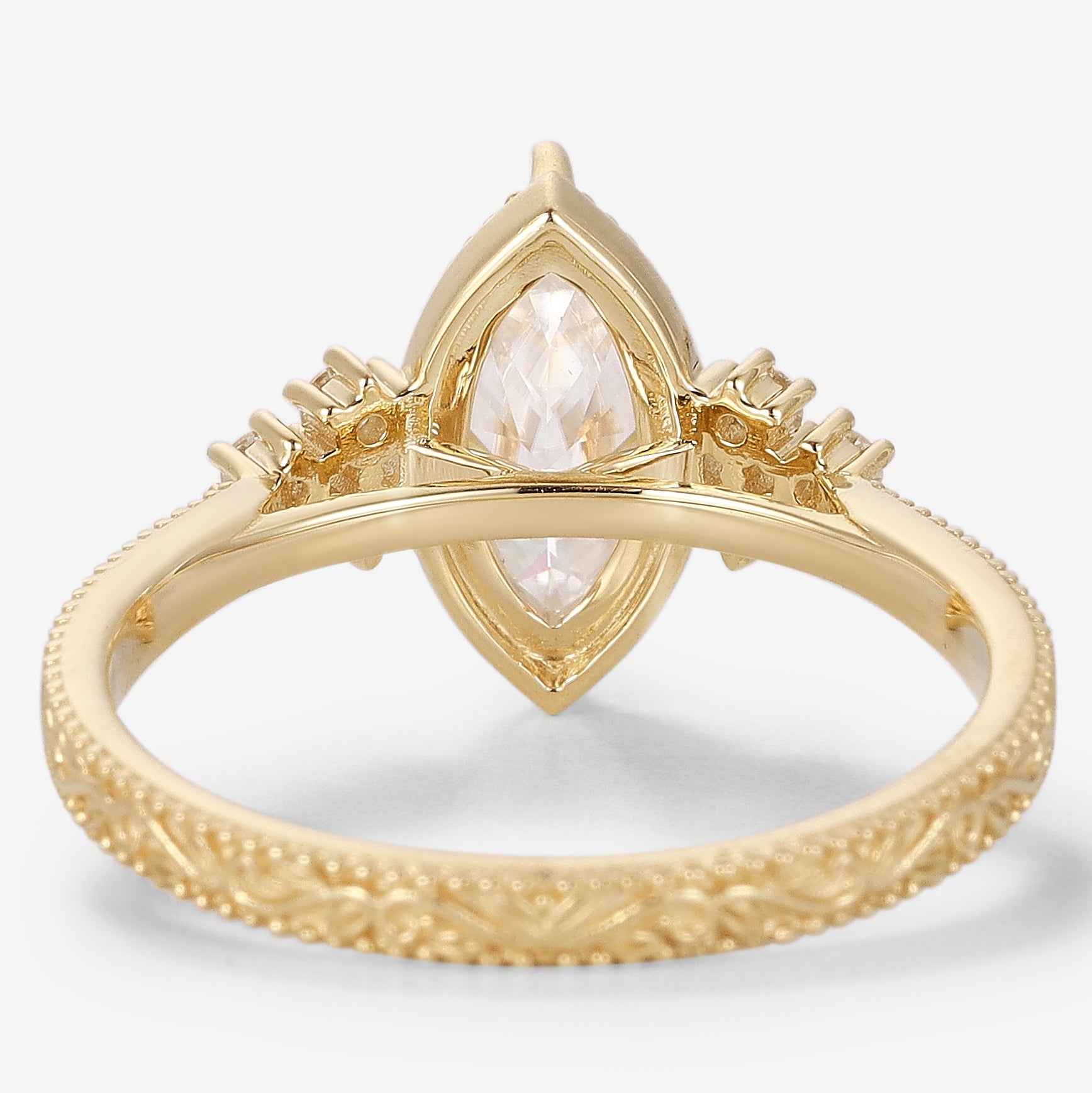 Vintage Victorian Style Marquise Cut 3ct Moissanite Ring