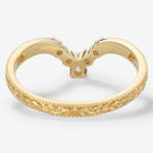 Vintage gold wedding band with moissanite, engraved detailing and milgrain edges, bridal ring set.
