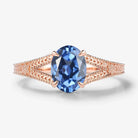 Nature-Inspired Leaf & Flower Oval Sapphire Engagement Ring