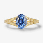Nature-Inspired Leaf & Flower Oval Sapphire Engagement Ring