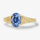 Nature-Inspired Leaf & Flower Oval Sapphire Engagement Ring
