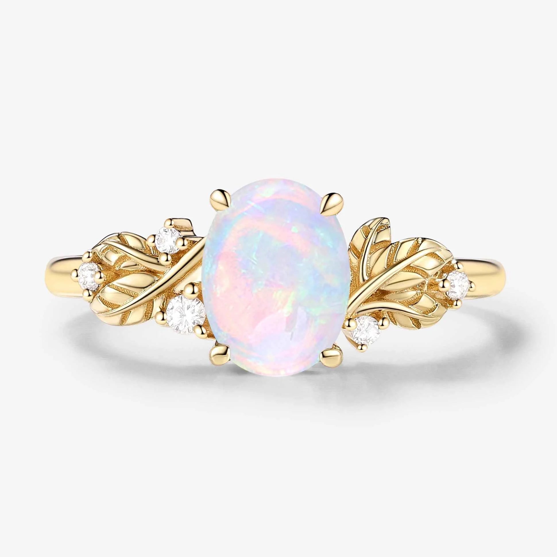 Nature-Inspired Elegance Oval Cut Opal Engagement Ring
