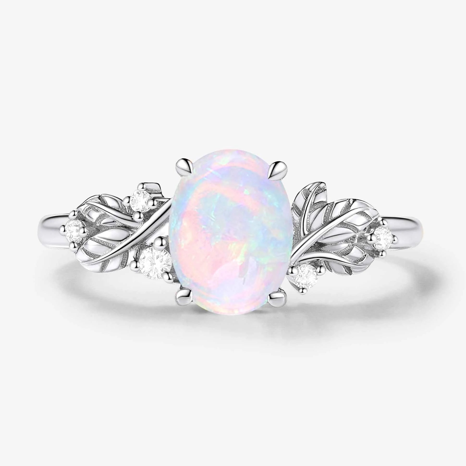 Nature-Inspired Elegance Oval Cut Opal Engagement Ring