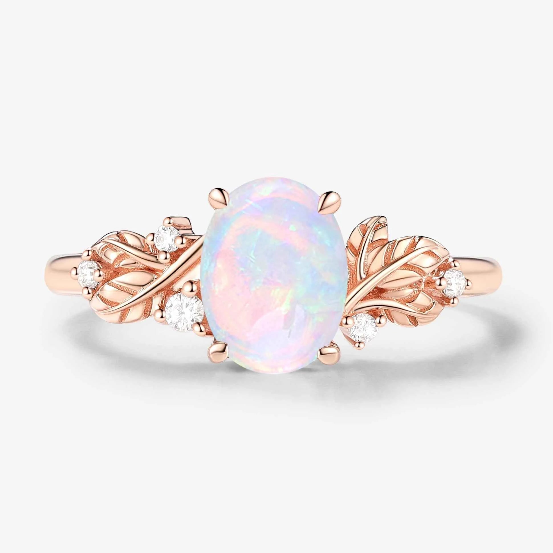 Nature-Inspired Elegance Oval Cut Opal Engagement Ring