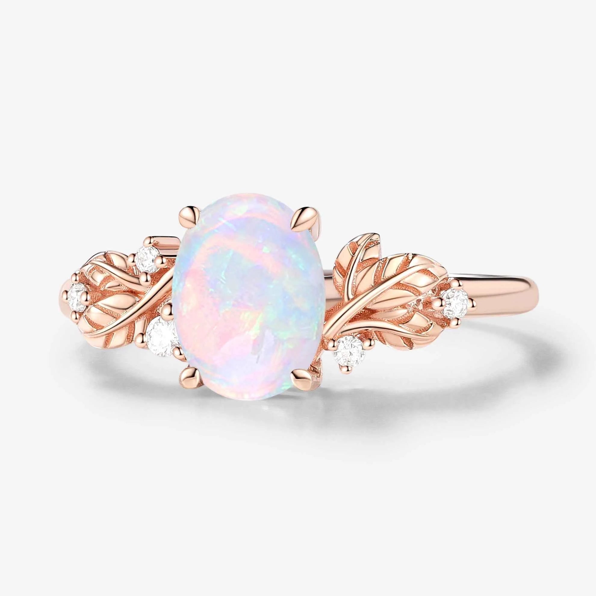 Nature-Inspired Elegance Oval Cut Opal Engagement Ring