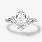 Nature-Inspired Coffin Cut Moissanite Thorn & Leaf Engagement Ring