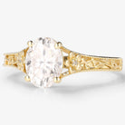 Vintage Victorian Oval Cut Moissanite Flora Engagement Ring - Lahela Jewelry