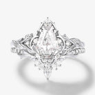 Nature-Inspired Coffin Cut Moissanite Thorn & Leaf Bridal Ring Set