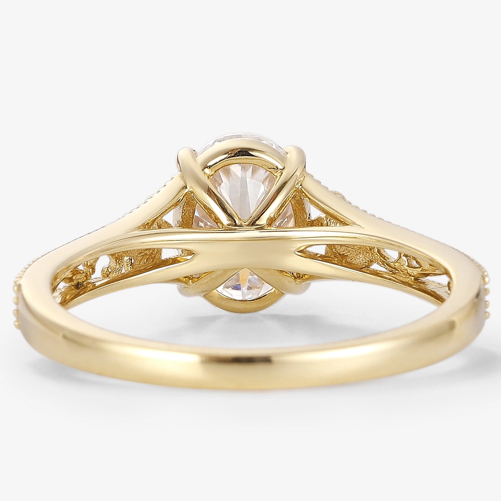 Vintage Victorian Oval Cut Moissanite Flora Engagement Ring - Lahela Jewelry