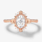 Vintage Ocean-Inspired Oval Cut Moissanite Mermaid Tail & Shell Engagement Ring