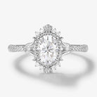 Vintage Ocean-Inspired Oval Cut Moissanite Mermaid Tail & Shell Engagement Ring