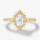 Vintage Ocean-Inspired Oval Cut Moissanite Mermaid Tail & Shell Engagement Ring