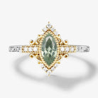 Bezel Setting & Milgrain Detailing Marquise-Cut Green Tsavorite  Engagement Ring