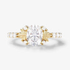 Maple Leaf Design Oval-Cut Moissanite Pavé Engagement Ring