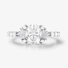 Maple Leaf Design Oval-Cut Moissanite Pavé Engagement Ring