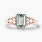 Nature-Inspired Emerald-Cut Green Sapphire Engagement Ring with Moissanite Accents