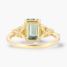Nature-Inspired Emerald-Cut Green Sapphire Engagement Ring with Moissanite Accents
