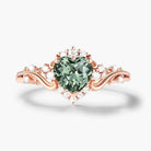 Heart-Cut Teal Sapphire & Moissanite Cluster Nature-Inspired Engagement Ring