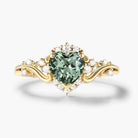 Heart-Cut Teal Sapphire & Moissanite Cluster Nature-Inspired Engagement Ring