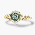 Heart-Cut Teal Sapphire & Moissanite Cluster Nature-Inspired Engagement Ring
