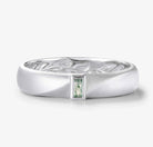 Nature-Inspired Moss Agate Men’s Wedding Band with Inner Tulip Carving