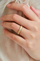 Nature-Inspired Moss Agate Men’s Wedding Band with Inner Tulip Carving