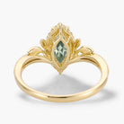 Nature-Inspired Marquise Green Sapphire Engagement Ring with Milgrain Halo & Wedding Band 2PCS