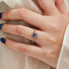 Nature Inspired Moon and Leaf Pear Cut Alexandrite Engagement Ring - Selene Leaf