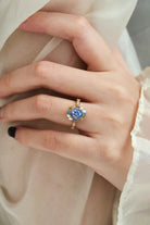 Vintage Bezel Oval Cut Royal Blue Sapphire Engagement Ring