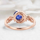 Moon & Floral Round Star Sapphire Engagement Ring - Seluna