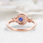 Star & Moon Inspired Engraved Star Sapphire Round Cut Engagement Ring - Celeste