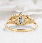 Nature Inspired Leaf Cornflower Sapphire Marquise Engagement Ring - Sylphira