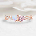 Intertwined Hearts Ring – Double Heart Stone Crossover Band Custom Love Ring