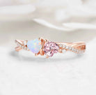 Intertwined Hearts Ring – Double Heart Stone Crossover Band Custom Love Ring