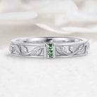 Nature-Inspired Leaf Moss Agate Men’s Wedding Band - Cedar