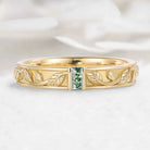 Nature-Inspired Leaf Moss Agate Men’s Wedding Band - Cedar