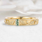 Nature-Inspired Leaf Moss Agate Men’s Wedding Band - Cedar