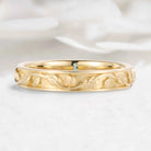 Nature-Inspired Leaf Moss Agate Men’s Wedding Band - Cedar