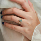 Nature-Inspired Leaf Oval Cut Moss Agate Engagement Ring - Thalina