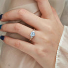 Nature-Inspired Heart-Shaped Aquamarine & Three-Stone Moissanite Engagement Ring - Sophia