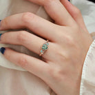 Nature-Inspired Leaf Heart-Cut Green Sapphire Bezel Engagement Ring & Moss Agate Accent - Isabellas