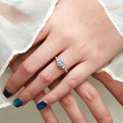 Nature-Inspired Heart-Shaped Aquamarine & Three-Stone Moissanite Engagement Ring - Sophia