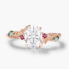 Oval Cut Moissanite Pine Leaf Engagement Ring - Rowan