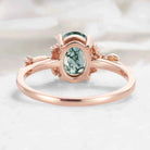 Nature-Inspired Leaf Oval Cut Moss Agate Engagement Ring