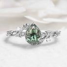 Nature-Inspired Pear Cut Green Sapphire Engagement Ring