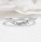Nature-Inspired Leaf Moissanite Chevron Wedding Band