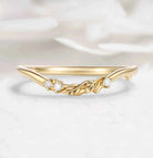 Nature-Inspired Leaf Moissanite Chevron Wedding Band