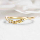 Nature-Inspired Leaf Moissanite Chevron Wedding Band