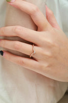 Pine Needle Leaf V-Shaped Moissanite Band - Rowena